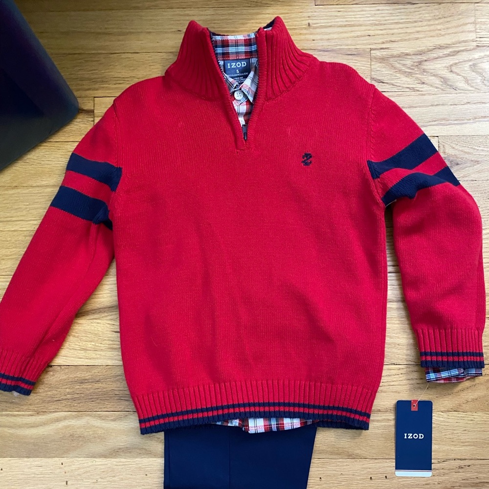 NWT: IZOD Boys 3-Piece Sweater, Dress Shirt and Pants set, size: 5 Regular